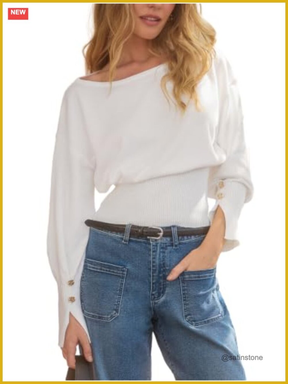 CUPSHE Women's Long Sleeve Cinched Waist Lightweight Ribbed Knit Sweater